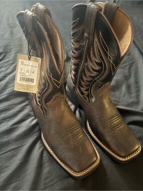 Ariat Black Boots with Red and Gold Stitching
